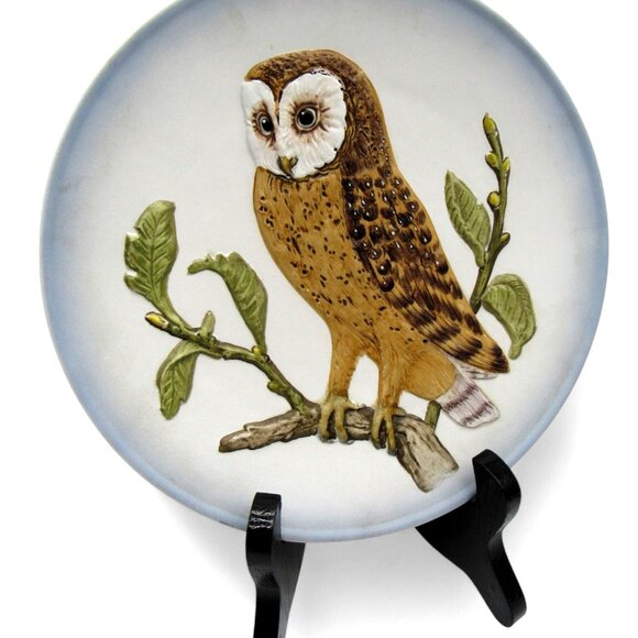 GOEBEL Wildlife PORCELAIN Plates Barn Owl And Titmouse 1970s Germany Vintage - Picture 2 of 11